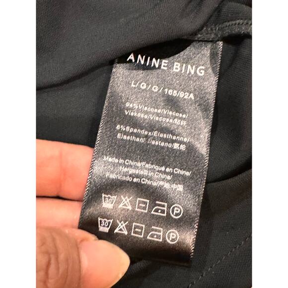 Anine Bing Black classic long sleeve Amaya Keyhole Minidress size Large - Picture 9 of 11